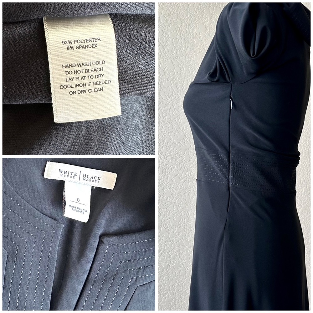White House Black Market Banded Waist 3/4 Sleeve Sheath Dress - size 0 - Picture 3 of 3